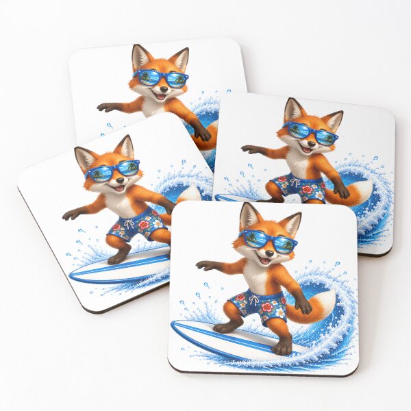 Item preview, Cute Kawaii Fox Surfing Summer Beach Wave designed and sold by Seculinator.