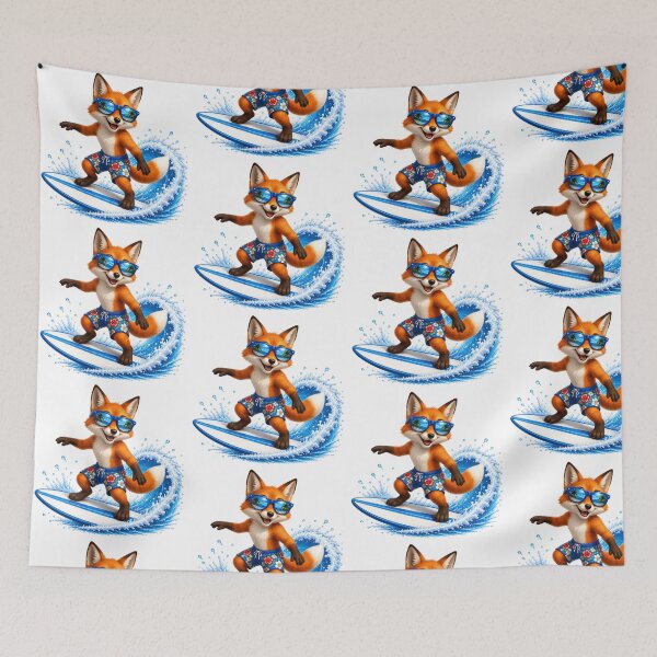 Item preview, Cute Kawaii Fox Surfing Summer Beach Wave designed and sold by Seculinator.