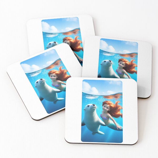 Item preview, little mermaid took a photo with a polar sea lion designed and sold by YoyoTinyWorld.