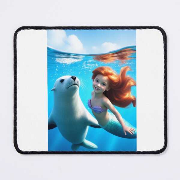 Item preview, little mermaid took a photo with a polar sea lion designed and sold by YoyoTinyWorld.