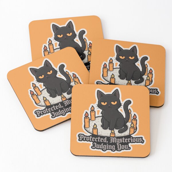 Item preview, Protected Mysterious Judging You Black Cat Candles Witchy Design designed and sold by BooDesignStudio.