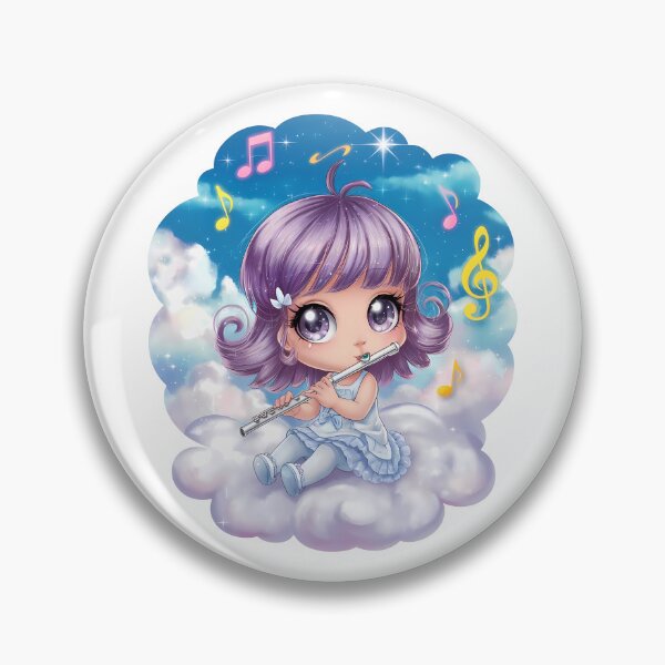 Item preview, Chibi Girl with Flute  - Cute Character Wall Art  designed and sold by Art-Arcade6.