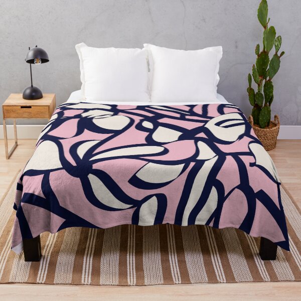 Item preview, Blush Pink Floral Line Art Pattern | Modern Botanical Navy Design designed and sold by imaniko.