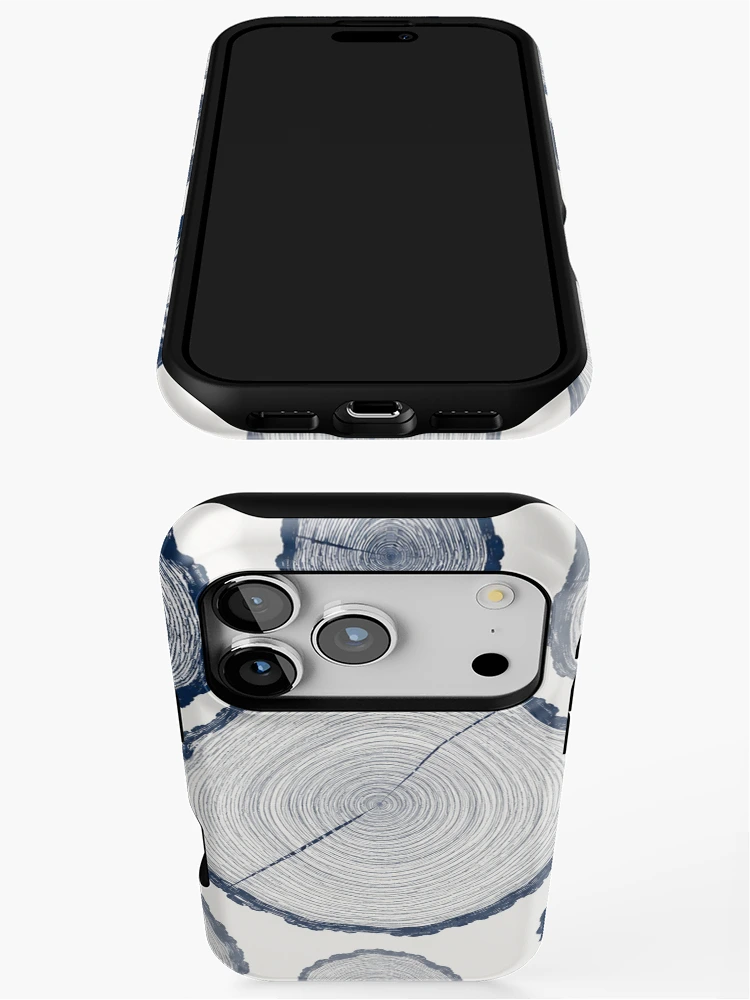 Thumbnail 3 of 4, iPhone Case, Blue Tree Rings Pattern designed and sold by Owcomm.