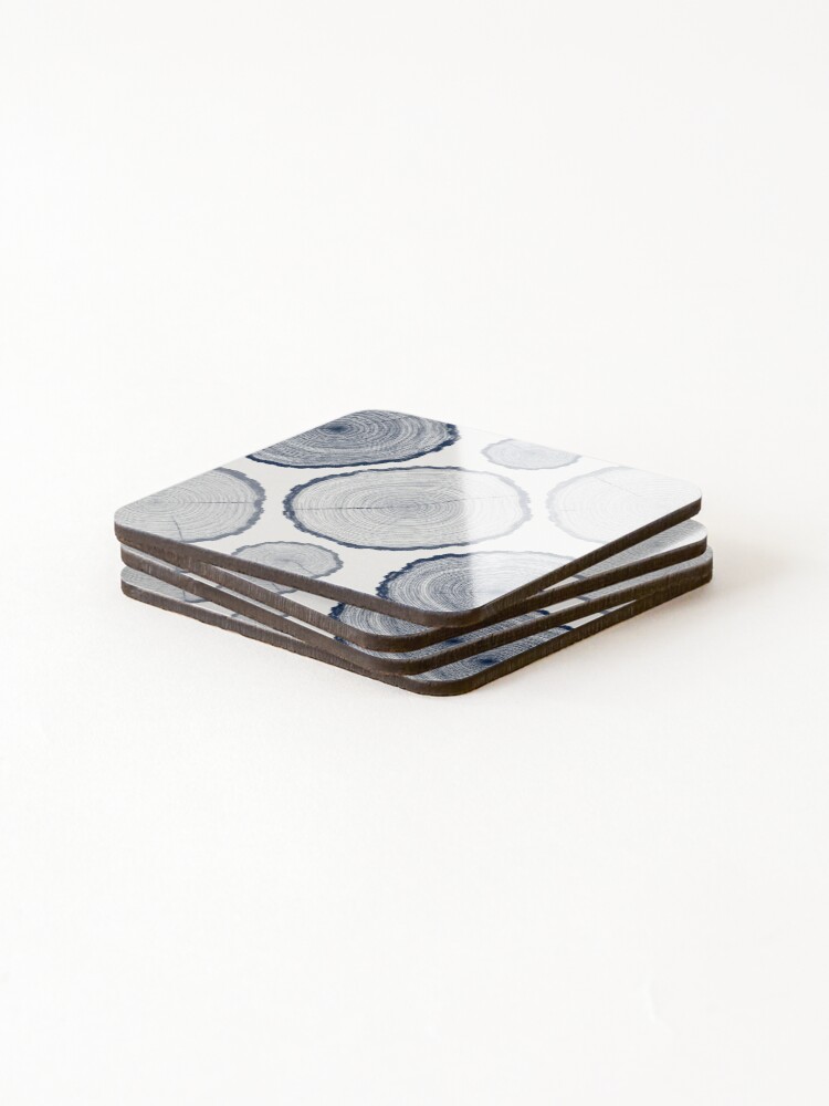 Thumbnail 4 of 5, Coasters (Set of 4), Blue Tree Rings Pattern designed and sold by Owcomm.