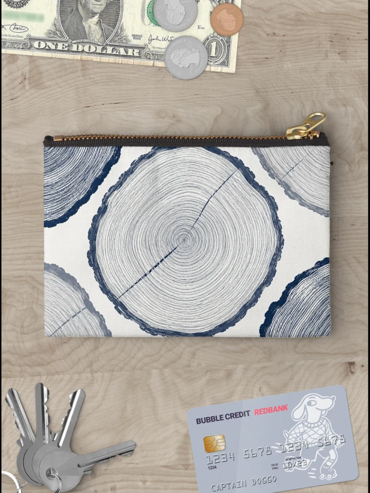 Thumbnail 3 of 4, Zipper Pouch, Blue Tree Rings Pattern designed and sold by Owcomm.