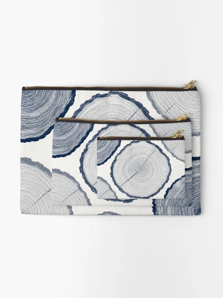 Thumbnail 2 of 4, Zipper Pouch, Blue Tree Rings Pattern designed and sold by Owcomm.