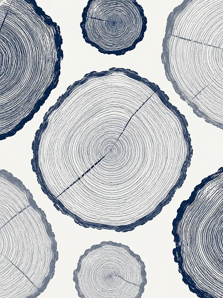 Thumbnail 3 of 3, Scarf, Blue Tree Rings Pattern designed and sold by Owcomm.