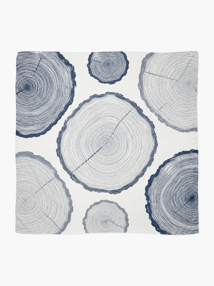Thumbnail 2 of 3, Scarf, Blue Tree Rings Pattern designed and sold by Owcomm.
