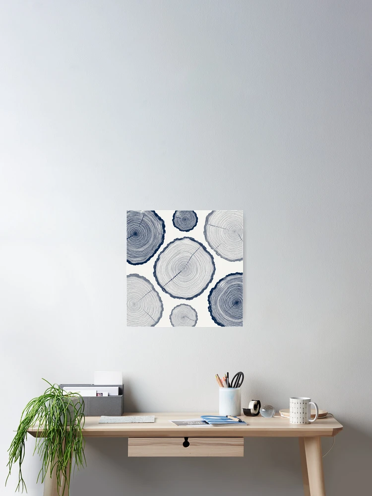 Thumbnail 2 of 3, Poster, Blue Tree Rings Pattern designed and sold by Owcomm.