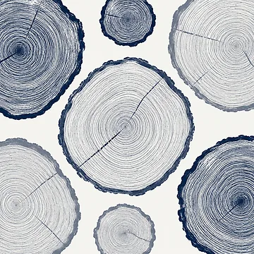 Artwork thumbnail, Blue Tree Rings Pattern by Owcomm