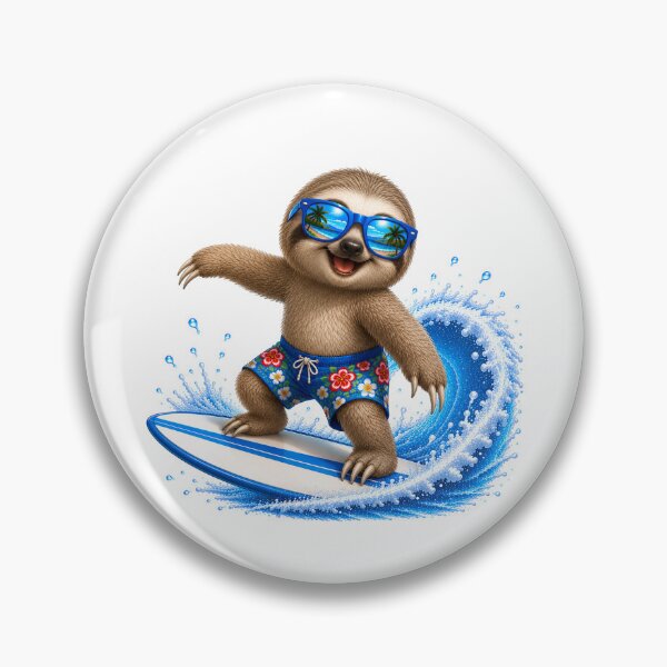 Item preview, Cute Kawaii Sloth Surfing Summer Beach Wave designed and sold by Seculinator.