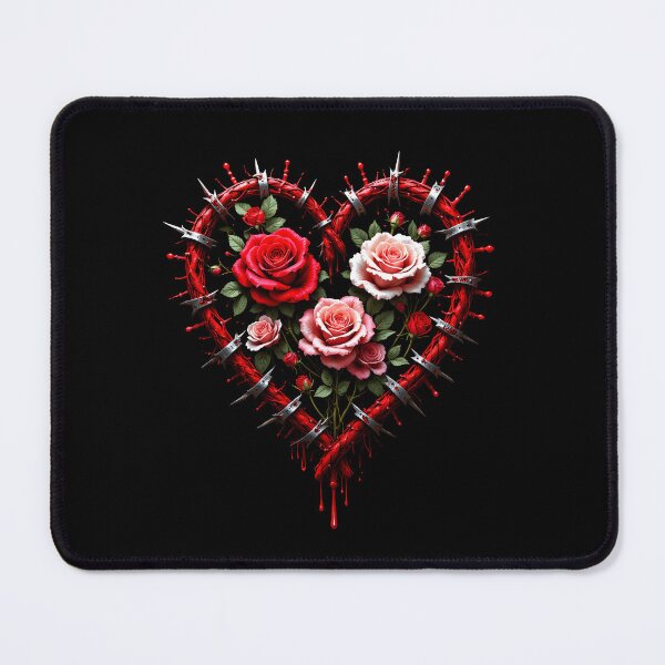 Item preview, Gothic Bleeding Heart in Barbed Wire with Roses | Dark Romance Art designed and sold by MaciejRudzinsky.