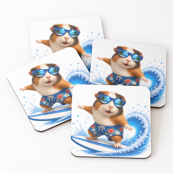 Item preview, Cute Kawaii Guinea Pig Surfing Summer Beach Wave designed and sold by Seculinator.