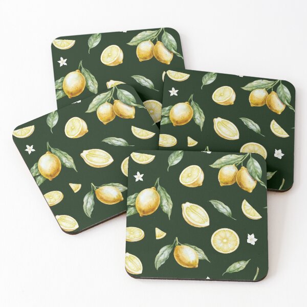 Item preview, Watercolor Lemon Pattern Dark Background designed and sold by Alisles.
