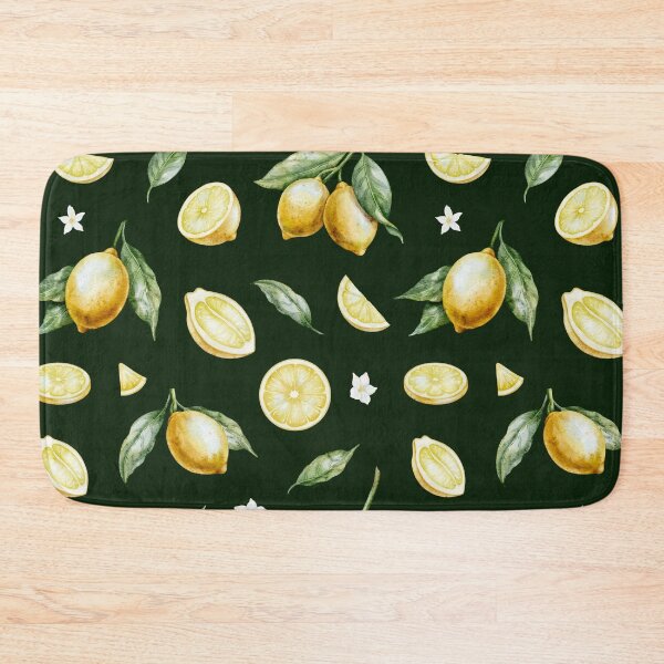 Item preview, Watercolor Lemon Pattern Dark Background designed and sold by Alisles.