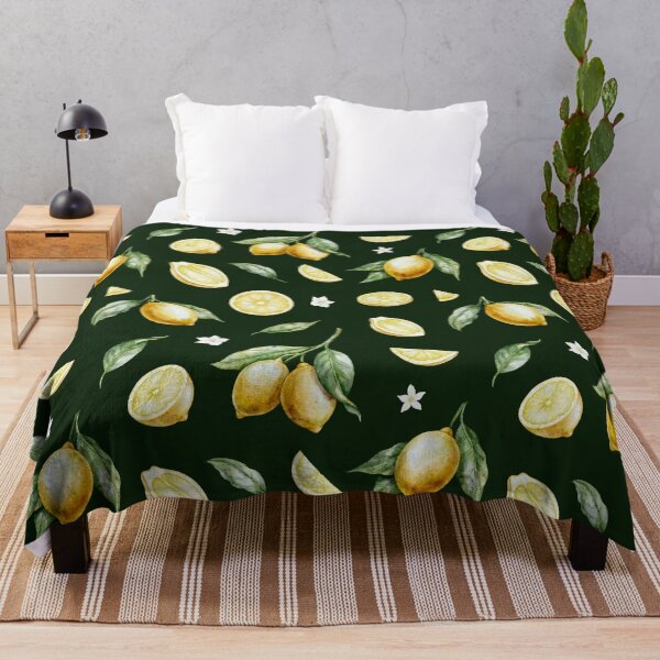 Item preview, Watercolor Lemon Pattern Dark Background designed and sold by Alisles.