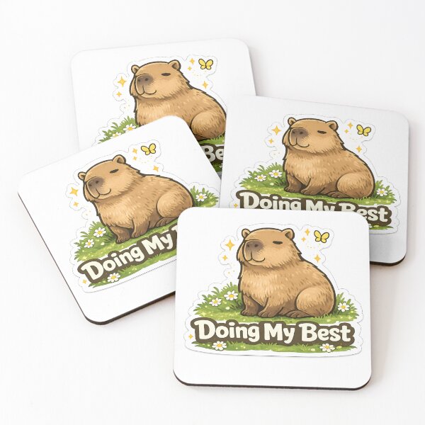 Item preview, Cute Capybara Doing My Best Motivational Sticker designed and sold by GenZStickerHub1.