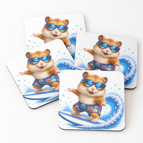Item preview, Cute Kawaii Hamster Surfing Summer Beach Wave designed and sold by Seculinator.
