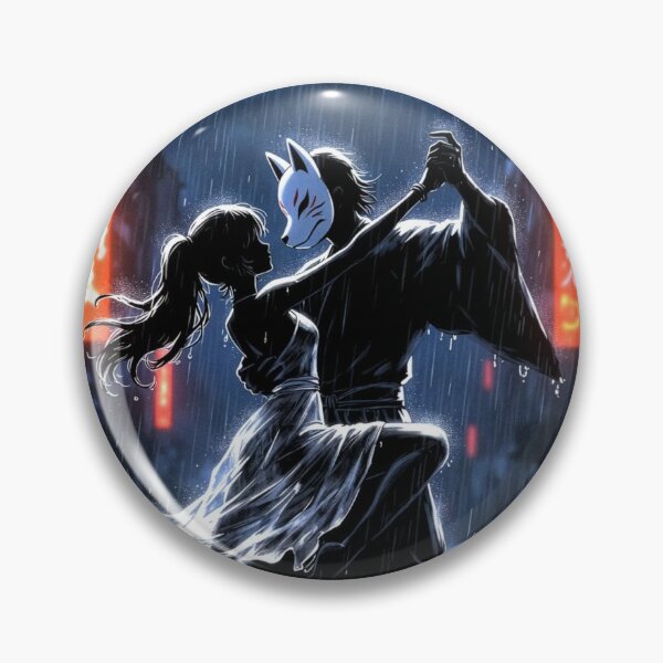 Item preview, Kitsune Mask Dance in the Neon Rain | Anime dark scene designed and sold by Amber Sky Creations.