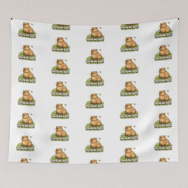Item preview, Cute Capybara Doing My Best Motivational Sticker designed and sold by GenZStickerHub1.