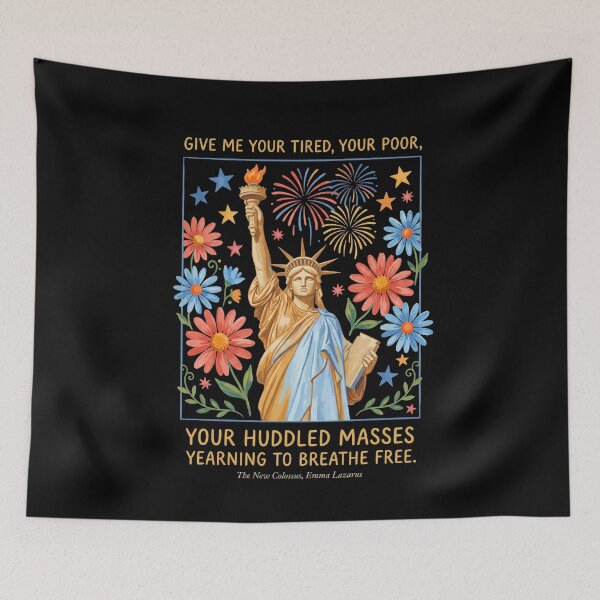 Item preview, Give Me Your Tired, Your Poor, Your Huddled Masses Yearning To Breathe Free American Freedom Immigrant Patriotism Quote designed and sold by SofenArt.