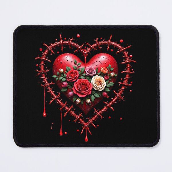 Item preview, Gothic Bleeding Heart in Barbed Wire with Roses | Dark Romance Art designed and sold by MaciejRudzinsky.