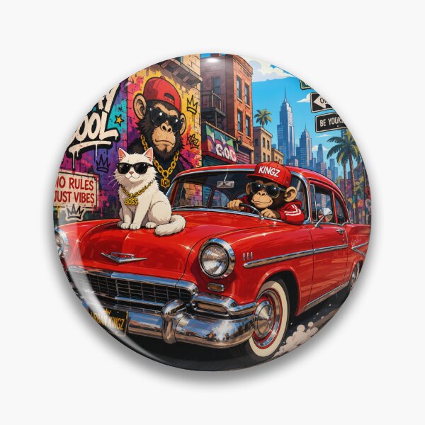 Item preview, Urban Kingz Ride | Cool Monkey Driving Retro Car | White Cat Streetwear Cartoon Design designed and sold by AstraDrip Studio.