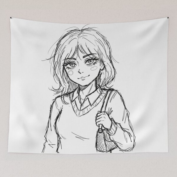 Item preview, Cute Anime Girl Sketch - Casual Aesthetic Tote Bag Art designed and sold by The Cozy Chapter.
