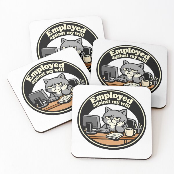 Item preview, Grumpy Grey Cat Employed Against My Will Office Humor Sticker designed and sold by MIROUZ2000.
