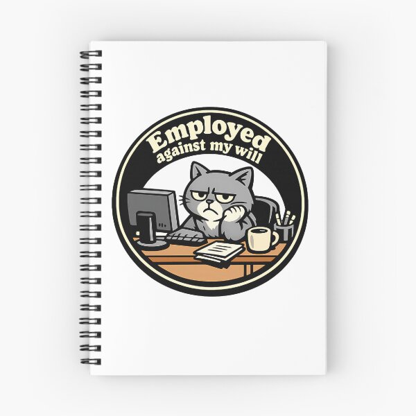 Item preview, Grumpy Grey Cat Employed Against My Will Office Humor Sticker designed and sold by MIROUZ2000.