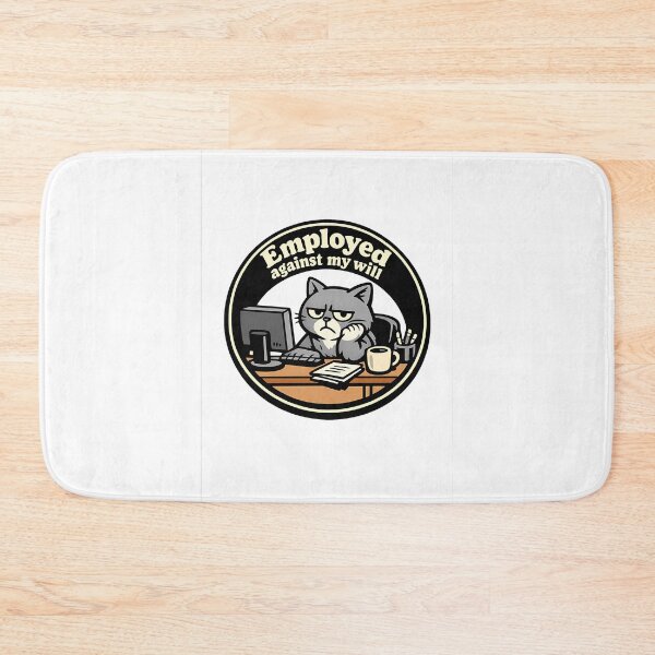 Item preview, Grumpy Grey Cat Employed Against My Will Office Humor Sticker designed and sold by MIROUZ2000.