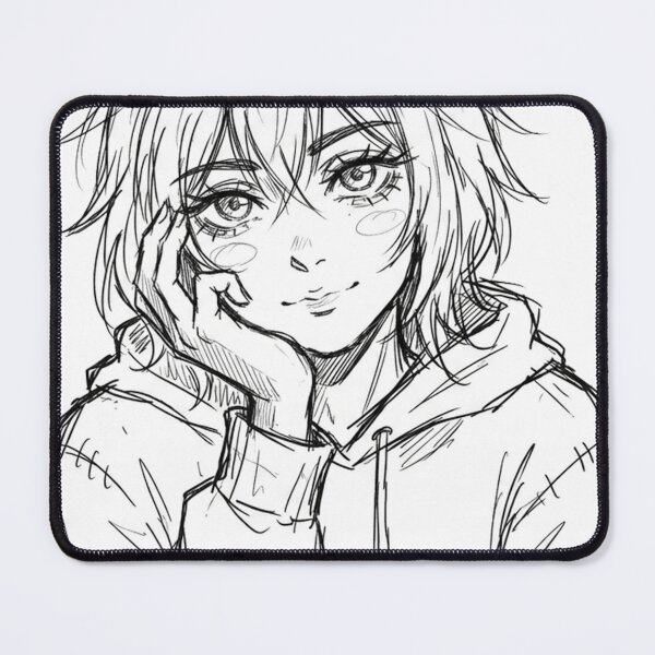 Item preview, Cozy Anime Girl Hoodie Sketch - Pensive Manga Line Art designed and sold by The Cozy Chapter.