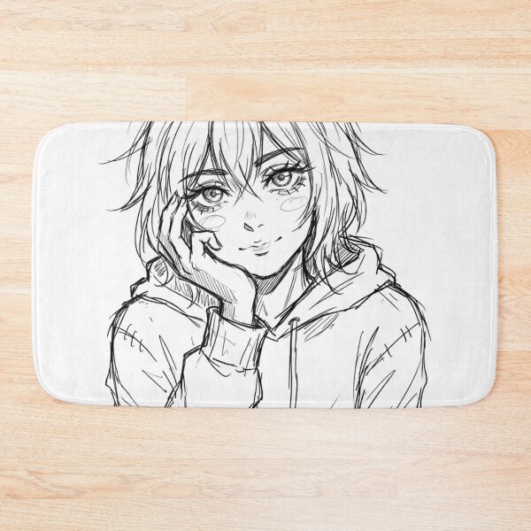 Item preview, Cozy Anime Girl Hoodie Sketch - Pensive Manga Line Art designed and sold by The Cozy Chapter.