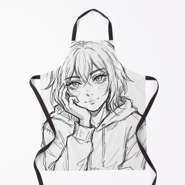 Item preview, Cozy Anime Girl Hoodie Sketch - Pensive Manga Line Art designed and sold by The Cozy Chapter.