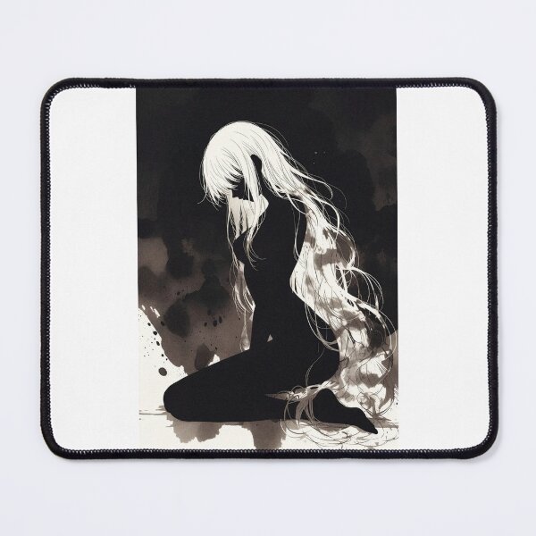 Item preview, Kneeling in the Dark, Anime Girl Silhouette designed and sold by Amber Sky Creations.