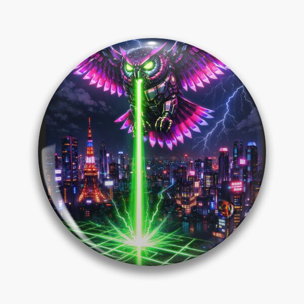 Item preview, Cyber Owl Over Neo Tokyo – Neon Guardian of the Night designed and sold by Neo Tokio.