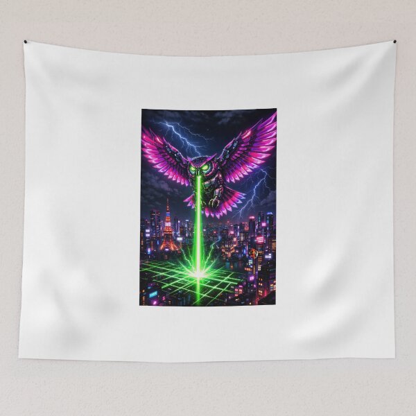Item preview, Cyber Owl Over Neo Tokyo – Neon Guardian of the Night designed and sold by Neo Tokio.