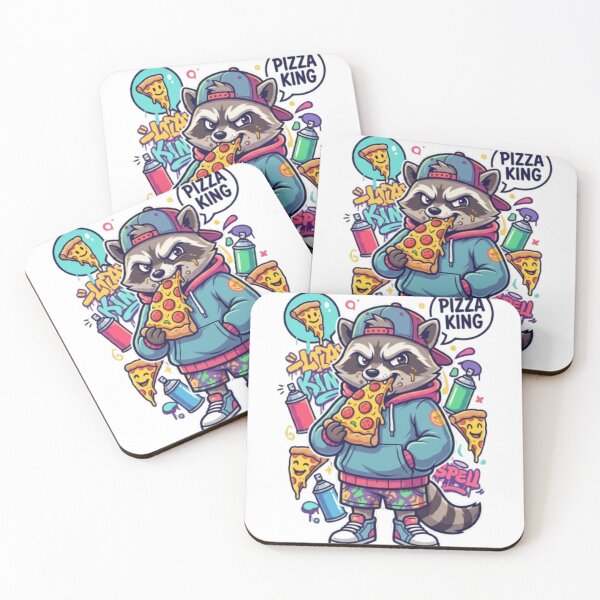 Item preview, Funny Raccoon Eating Pizza - Cartoon Streetwear Style T-Shirt designed and sold by PixelStyle Studio.