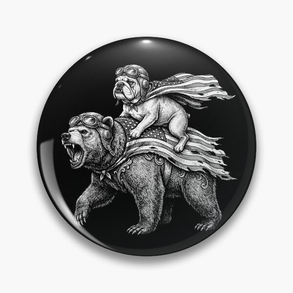 Item preview, Patriotic Bulldog Riding Grizzly Bear Graphic designed and sold by TeNovaStudio.