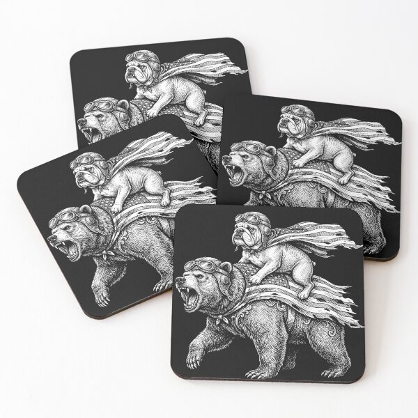 Item preview, Patriotic Bulldog Riding Grizzly Bear Graphic designed and sold by TeNovaStudio.