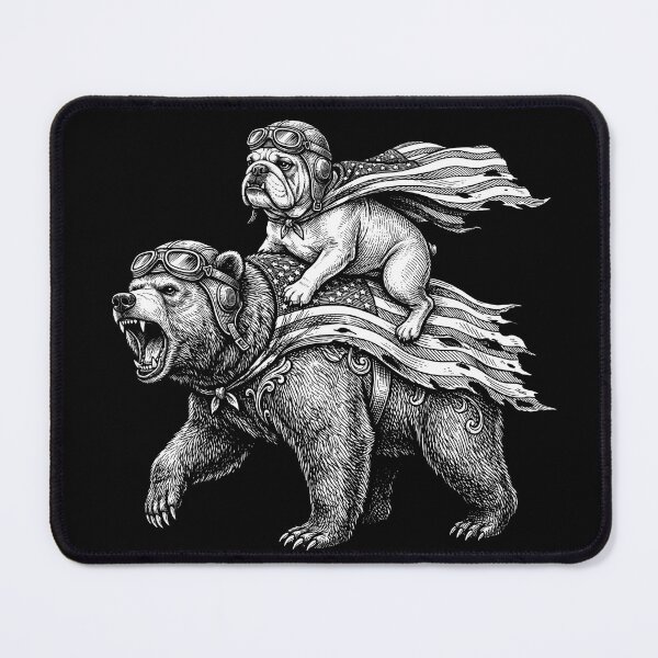 Item preview, Patriotic Bulldog Riding Grizzly Bear Graphic designed and sold by TeNovaStudio.