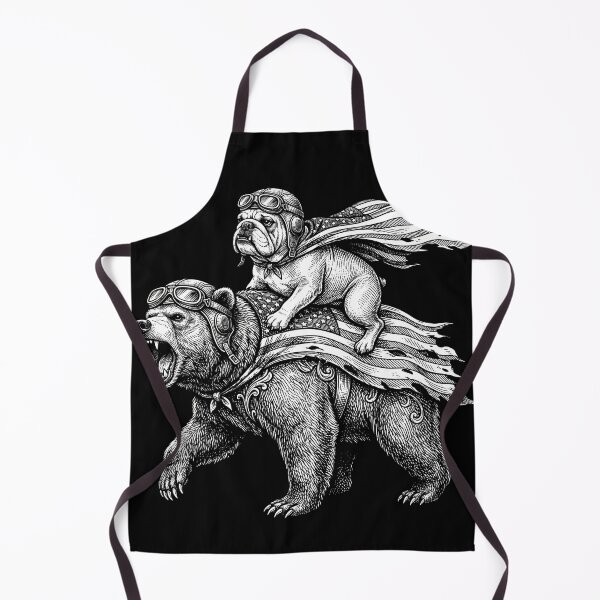 Item preview, Patriotic Bulldog Riding Grizzly Bear Graphic designed and sold by TeNovaStudio.