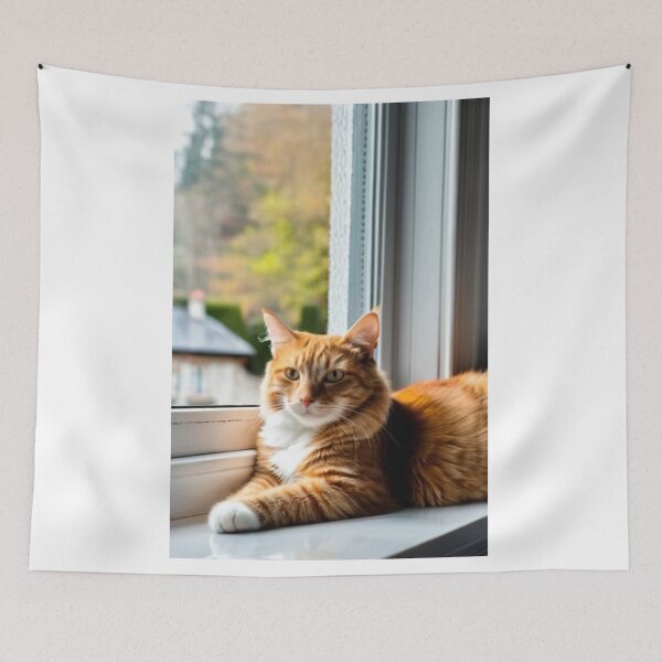 Item preview, Animals - Ginger and White Cat, Contemplation on a Windowsill designed and sold by DoodyPets.