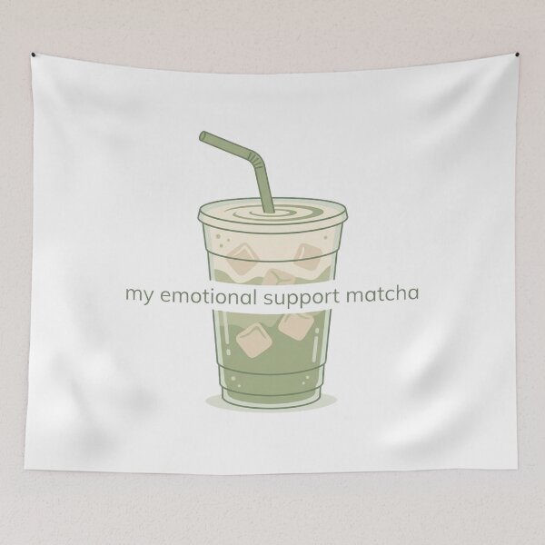 Item preview, My Emotional Support Matcha Iced Latte Aesthetic Vector designed and sold by The Cozy Chapter.
