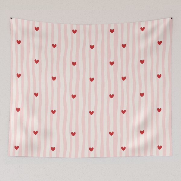 Item preview, Pink Stripe Red Heart Valentine Pattern designed and sold by Ioanna-Studio.