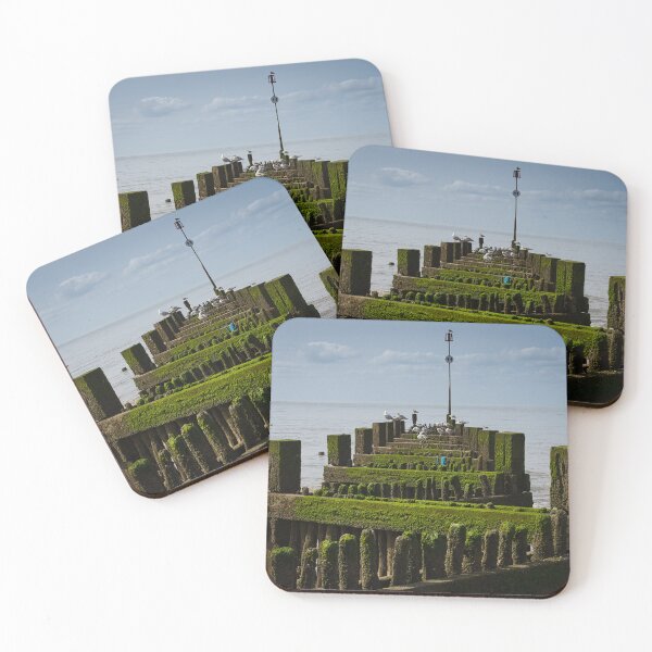 Item preview, Hunstanton Norfolk Zigzag Breakwater covered in Seagulls designed and sold by MikeWalksUK.