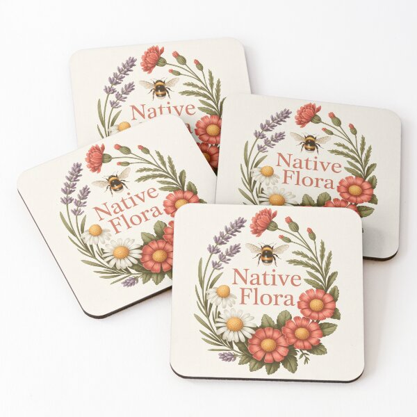 Item preview, Vintage Wildflowers and Bee Native Flora Cottagecore Art designed and sold by NuvoraNest.