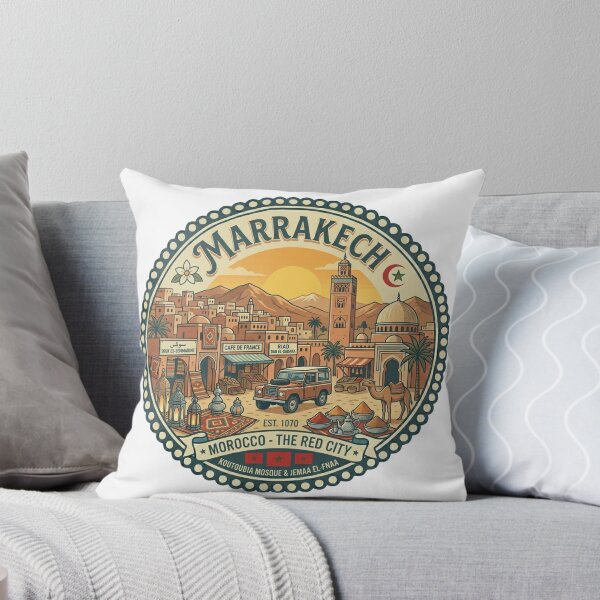 Item preview, Vintage Marrakech Morocco Red City Travel Poster Illustration designed and sold by EverBranz-stor.