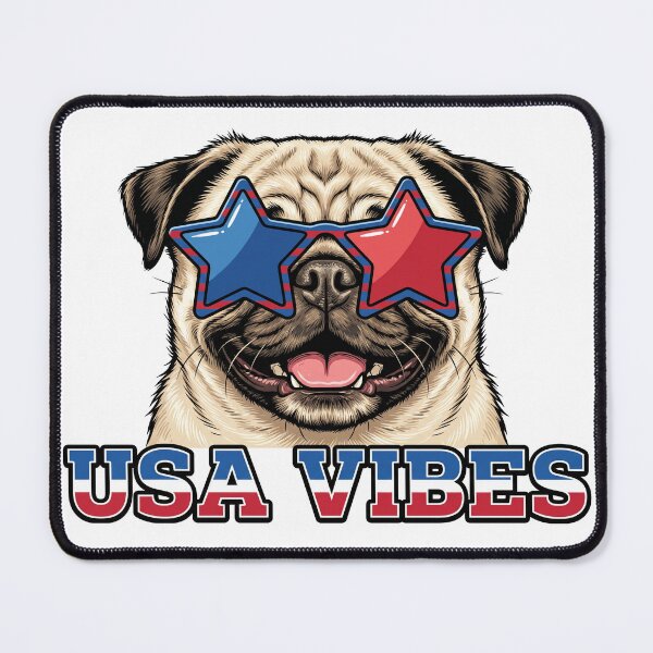 Item preview, 4th of July Pug Dog American Flag Art designed and sold by TeNovaStudio.